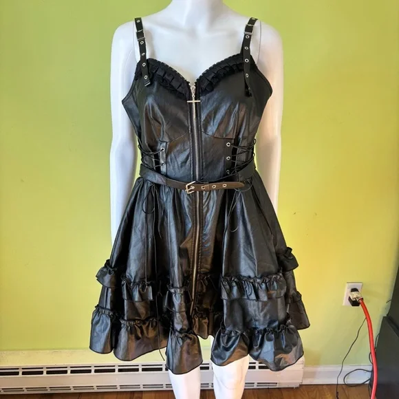 Dark In Love | Dresses | Dark In Love Rebel Locomotive Girl Faux Leather  Cross Zip Dress Size Xl Goth | Poshmark